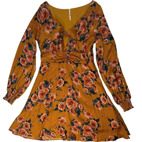 Free People Morning Light Floral Mini Dress Women’s XS Yellow Boho - Picture 10 of 13